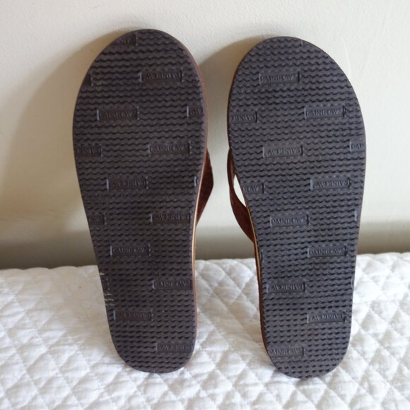 RAINBOW Brown Leather Flip Flops Sandals – Wmns 8? - Picture 7 of 8